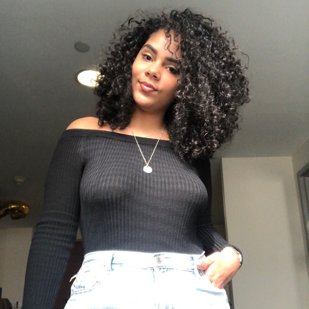 Black Strapless Long Sleeve Top